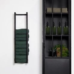 Giga Meubel - Handdoekenrek Metaal - Zwart - 25x20x95cm -Badkamermeubels Winkel 10002686