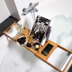 QUVIO Badrekje Voor Boek Of Tablet En Een Wijntje 17 QUVIO Badrekje Voor Boek Of Tablet En Een Wijntje -Badkamermeubels Winkel 10023126