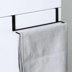QUVIO Handdoekhouder Metaal - Zwart -Badkamermeubels Winkel 10081356