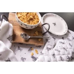 Clayre & Eef Gastendoekje 40x66 Cm Grijs Wit Katoen Katten Toilet -Badkamermeubels Winkel 10213034