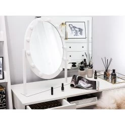 Beliani - ROSTRENEN - Make-up Spiegel - Wit - IJzer -Badkamermeubels Winkel 10237038