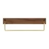 QUVIO Wand Handdoekenhouder - Donker Hout + Goud - 28 CM -Badkamermeubels Winkel 10372047