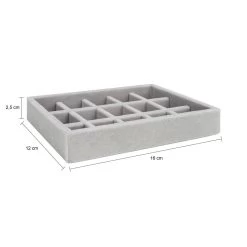 LYVION Sieradendoos Met 15 Vakken - Fluweel - Grijs -Badkamermeubels Winkel 10398808