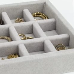 LYVION Sieradendoos Met 15 Vakken - Fluweel - Grijs -Badkamermeubels Winkel 10398810
