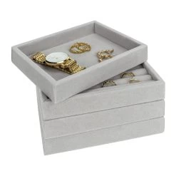 LYVION Sieradendoos Met 15 Vakken - Fluweel - Grijs -Badkamermeubels Winkel 10398826