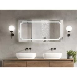 Beliani - ARROMACHNES - LED-spiegel - Zilver - Glas -Badkamermeubels Winkel 10414772