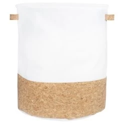 QUVIO Wasmand Rond Met Kurk Look Onderkant -L