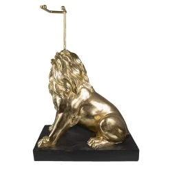 Clayre & Eef WC Rol Houder Leeuw 40x23x58 Cm Goudkleurig Zwart -Badkamermeubels Winkel 10673631