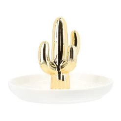 LYVION Sieradenschoteltje Met Cactus - Wit Met Goud -Badkamermeubels Winkel 10675373