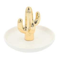 LYVION Sieradenschoteltje Met Cactus - Wit Met Goud -Badkamermeubels Winkel 10675380