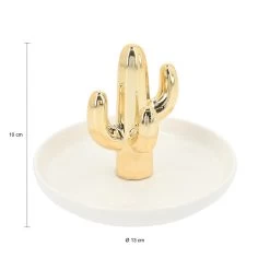 LYVION Sieradenschoteltje Met Cactus - Wit Met Goud -Badkamermeubels Winkel 10675402