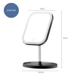 LYVION Make-up Spiegel LED 3 Lichtkleuren - Zwart -Badkamermeubels Winkel 10675547