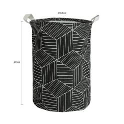 QUVIO Wasmand Rond Stof - Hexagon - Zwart -Badkamermeubels Winkel 10676087