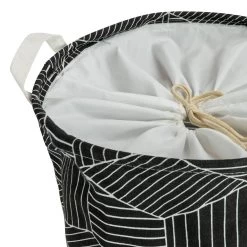 QUVIO Wasmand Rond Stof - Hexagon - Zwart -Badkamermeubels Winkel 10676092