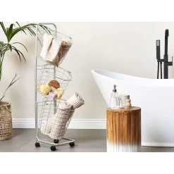 Beliani - AYAPAL - Mand Standaard - Zilver - Metaal -Badkamermeubels Winkel 10787913