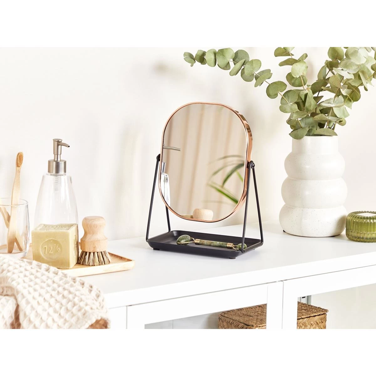 Beliani - CORREZE - Tafel Spiegel - Rosegoud - Metaal 4 Beliani - CORREZE - Tafel Spiegel - Rosegoud - Metaal - Image 2