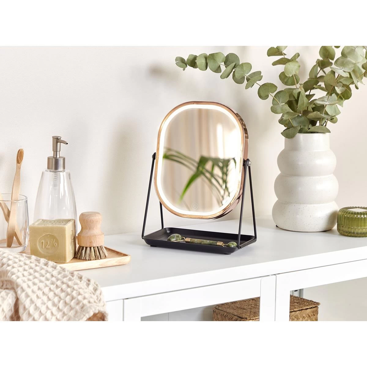 Beliani - DORDOGNE - Tafel Spiegel - Rosegoud - Metaal 4 Beliani - DORDOGNE - Tafel Spiegel - Rosegoud - Metaal - Image 2
