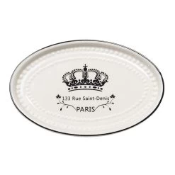 Clayre & Eef Zeepbakje 15x10x2 Cm Wit Kroon Paris Zeephouder -Badkamermeubels Winkel 10824764