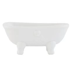 Clayre & Eef Zeepbakje Badkuip 14x6 Cm Wit Keramiek Ovaal Zeephouder