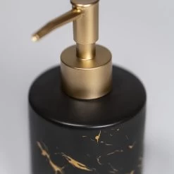 QUVIO Zeepdispenser + Tandenborstelhouder - Zwart Met Goud -Badkamermeubels Winkel 10888846