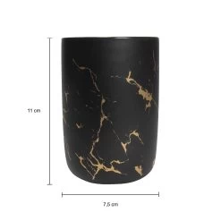 QUVIO Zeepdispenser + Tandenborstelhouder - Zwart Met Goud -Badkamermeubels Winkel 10888856