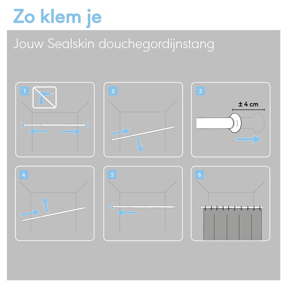 Sealskin Seallux Douchegordijnstang 125-220 Cm - Zwart 7 Sealskin Seallux Douchegordijnstang 125-220 Cm - Zwart - Afbeelding 5