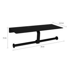 QUVIO Toiletrolhouder Dubbel Met Een Plankje - Metaal - Zwart -Badkamermeubels Winkel 11035844