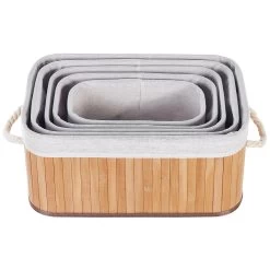 Beliani - TALPE - Manden Set Van 5 - Lichte Houtkleur - Bamboehout -Badkamermeubels Winkel 11069135