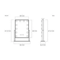 United Entertainment ® Hollywood Spiegel Met 12 LEDs - Zwart -Badkamermeubels Winkel 11069416