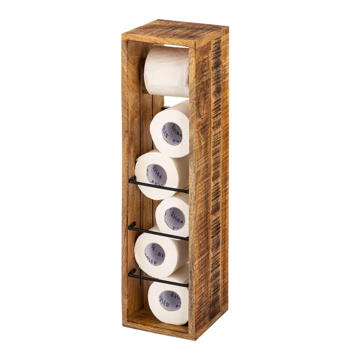SVJ Toiletpapierhouder Rechthoekig - 17 X 17 X 65 Cm - Hout - Bruin 3 SVJ Toiletpapierhouder Rechthoekig - 17 X 17 X 65 Cm - Hout - Bruin