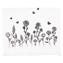 Clayre & Eef Gastendoekje 40x66 Cm Wit Zwart Katoen Bloemen Toilet