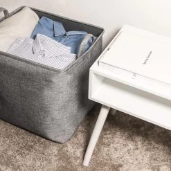 QUVIO Wasmand 'Laundry' - Grijs - L -Badkamermeubels Winkel 11159995