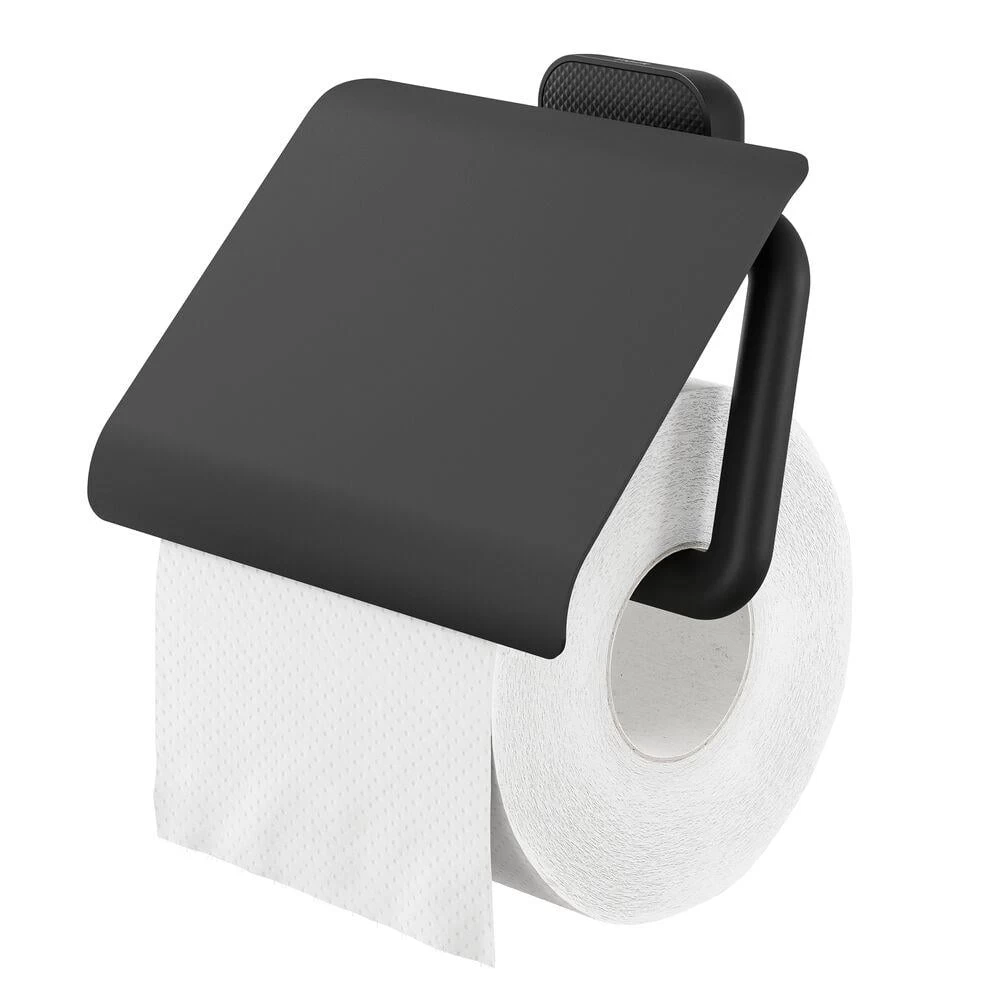 Tiger Carv Toiletrolhouder Met Klep - Zwart 3 Tiger Carv Toiletrolhouder Met Klep - Zwart