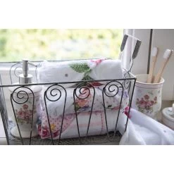 Clayre & Eef Badkamerset Set Van 3 Wit Roze Keramiek Bloemen Badkamer -Badkamermeubels Winkel 11690435