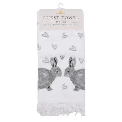 Clayre & Eef Gastendoekje 40x66 Cm Wit Grijs Katoen Konijnen Toilet -Badkamermeubels Winkel 11691112
