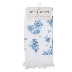 Clayre & Eef Gastendoekje 40x66 Cm Wit Blauw Katoen Rechthoek Roosjes 7 Clayre & Eef Gastendoekje 40x66 Cm Wit Blauw Katoen Rechthoek Roosjes -Badkamermeubels Winkel 11691127
