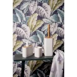 Clayre & Eef WC Borstel 9x9x34 Cm Wit Bruin Keramiek Vierkant -Badkamermeubels Winkel 11691569