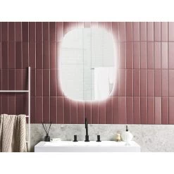 Beliani - BERGERAC - Wandspiegel - Zilver - Glas -Badkamermeubels Winkel 9436299