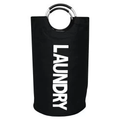 QUVIO Wasmand Met Handvaten - LAUNDRY - Zwart