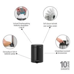 Brabantia NewIcon Pedaalemmer 5 Liter 19 Brabantia NewIcon Pedaalemmer 5 Liter -Badkamermeubels Winkel 9470318