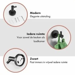 QUVIO Handdoekhouder - Staal - Set Van 3 -Badkamermeubels Winkel 9493768