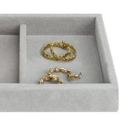 LYVION Sieradendoos Met 2 Vakken - Fluweel - Grijs -Badkamermeubels Winkel 9567403