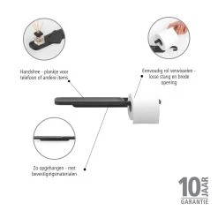 Brabantia MindSet Toiletrolhouder Met Plank - Mineral Infinite Grey -Badkamermeubels Winkel 9578932