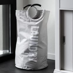 QUVIO Wasmand Met Handvaten - LAUNDRY - Lichtgrijs -Badkamermeubels Winkel 9649583