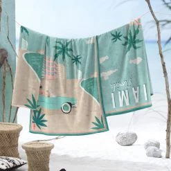 Seahorse Miami - Strandlaken - Katoen - 90x170cm - Mint -Badkamermeubels Winkel 9811851