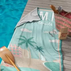 Seahorse Miami - Strandlaken - Katoen - 90x170cm - Mint -Badkamermeubels Winkel 9811853