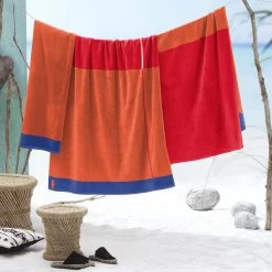 Seahorse Strandlaken Block - Katoen - 100x180cm - Red -Badkamermeubels Winkel 9828413