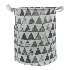 QUVIO Wasmand Met Driehoeken - Beige | Grijs