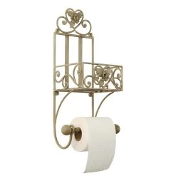Clayre & Eef WC Rol Houder 20x15x43 Cm Beige Ijzer Toiletrolhouder