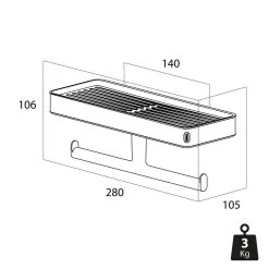 Tiger Carv Toiletrolhouder Met Planchet - Zwart -Badkamermeubels Winkel 9957038